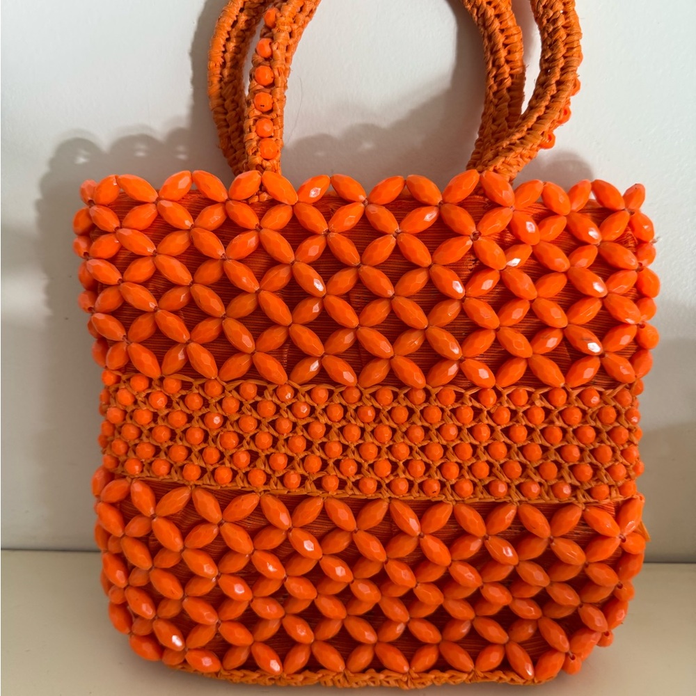 Vintage Orange Beaded Bag  made in Italy